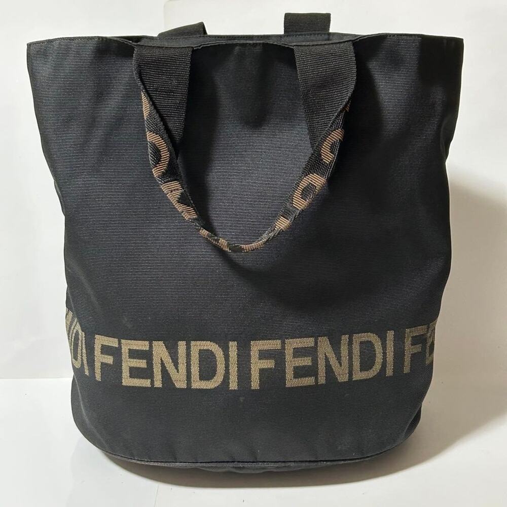 Fendi Vintage Black Nylon Logo Tote Bag – Made in Italy